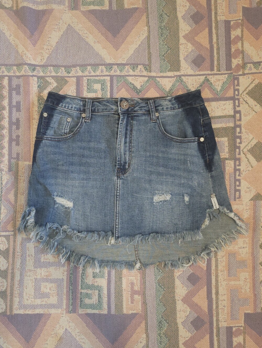 ONE by One‎ Teaspoon Revolve Denim Mini Skirt Size 29 Distressed Frayed